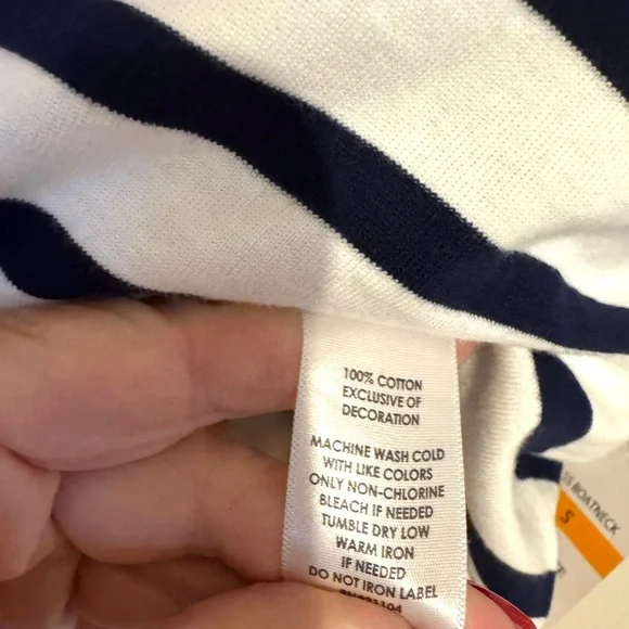 NWT Kim Rogers Navy/White Striped Casual Summer Top  SMALL   #Z - Picture 7 of 10